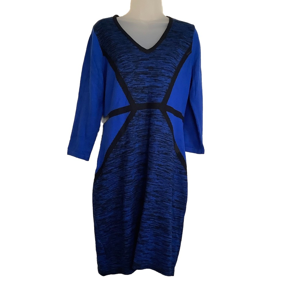 Calvin Klein Tweed Sweater Knit Dress Womens Large Career Office Casual Stretch