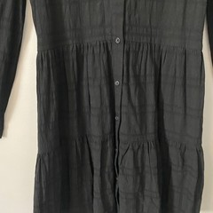 Jade Melody Sz Sm Cottagecore Black Cotton Tiered Mini Dress Long Sleeve Boho