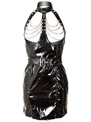 Honour Female Pvc Chain Exposure Dress in Classic Black