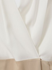 REISS Vie Wrap-Front Shift Dress in Nude/Ivory UK Size 6