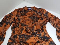 Future Collective Kahlana Barfield Brown Womens Dress Sateen Floral Orange Sz M