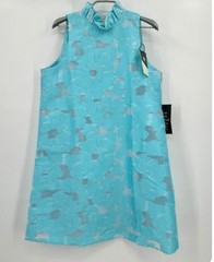 Tuckernuck Cyan Fil Coupe Blythe Blouse Sleeveless Ruffle Collar Bow Small NWT