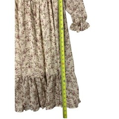 Celebrity Pink Floral Corset Waist Midi Dress Cream Pink Cottagecore Large