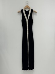 Sandro V-neck Tank Dress Contrasting Knit Midi Sweater Dress for Women