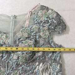 Mac Duggal 20294 Floral Embroidered Short Cap Sleeve Gown Seamist Size 14 NWT