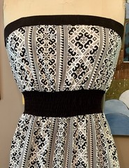Vintage Y2K Energie Strapless Geometric Print Tiered Maxi Dress L