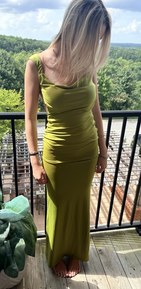 Tiger Mist Morana Lime Green Open Back Long Bodycon Maxi Size XS