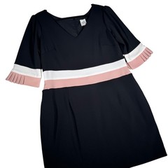 Camilyn Beth Black Colorblock Pleated Sleeve Shift Dress Womens 14* | Mod
