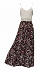 FadedRose Women’s XL Black White Floral V-Neck Strappy Sleeveless Maxi Dress