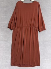 Ava Viv Dress 2X Rust V neck Midi Casual Boho Minimalist Soft Plus Boho