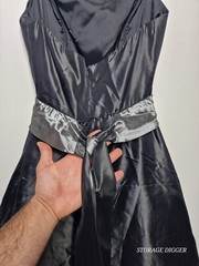 Lazaro Midi Dress Womens 10 Black Ribbon Belt Square Neck Spaghetti Straps Party