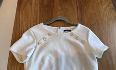 Tommy Hilfiger Ivory Shift Dress Mod Logo Button Detail Size 8 Chic