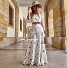 Zara Linen Blend Embroidered Co Ord Set NWT Crop Top Maxi Skirt Resortwear