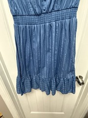 Indigo Rose Mini Dress Large Blue Cap Sleeve Romantic Spring Feminine (32-12)