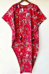 Indian Bird Print Kaftan 100% Cotton Hippie Maxi Women Nightwear Caftan Dress