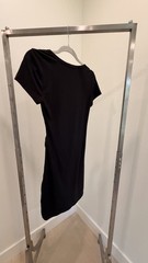 Black Solid Round Neck Short Sleeve Pullover Bodycon T-Shirt Mini Dress S
