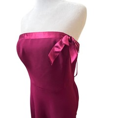 Vintage Liz Claiborne Dress Strapless Midi Dress Fuchsia Satin Bow Accent Size 8