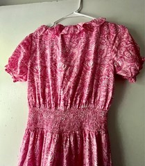 Preppy Girl Palm Beach Pink & White Ruffle Lined Cotton Dress, Size: XS