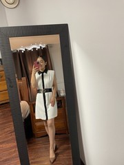 ZARA White Shirt Dress Mini Black Collar Button Front Sleeveless Workwear M