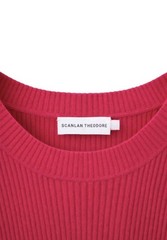 Scanlan Theodore Red Pleated Rib Knit Midi Dress AU 8 US 4 Small RRP $900 B502