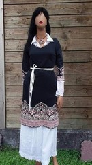 Ivko Multicolored Elegant Retro Patterned V-neck Midi Dress Size 36