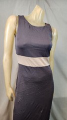 Maria Bianca Nero Two Tone Gray Slvlss Round Neck Contour Long Dress MEDIUM USED