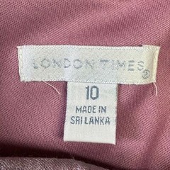London Times dress women 10 metallic ruffle boat neck cocktail purple