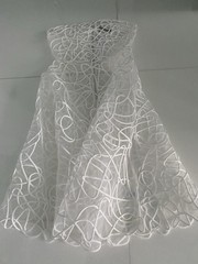 Akira M White Maya Abstract Structured Embroidered Corded Swirling Midi Dress