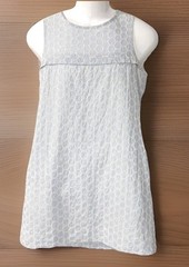 J. Crew Dress Womens 10 Blue White Seersucker Eyelet Shift Lined Side Pocket