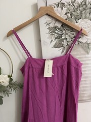 Sim & Sam Linen Blend Spaghetti Strap Sundress Maxi Fuchsia Sz Small NWT