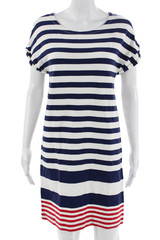Vineyard Vines Women Shift T-Shirt Dress Dark Blue Striped 97% Cotton Size 2XS