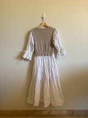 Sofie The Label Knit Vest Layered Midi Dress White Beige Cottagecore Size S