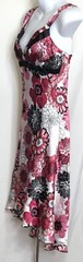 Vintage Byer Silky Sleeveless Surplice Hi Lo Dress 9 Pink Red Satin Floral Midi