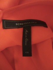 Orange BCBG Maxazria Cowl draped Low U Back Sleeveless Dress Silky Size 8 NEW