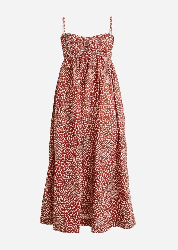 J. Crew Empire Waist Midi Dress In Strawberry Swirl Print Sleeveless Sz 2X