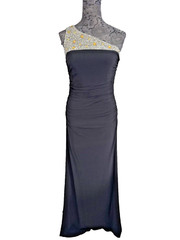 NWOT JS Boutique One Shoulder Beaded Jersey Dress Black Size 4