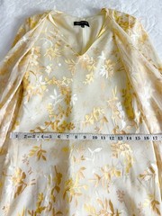 Jones New York Size 8 Leaf Print Burnout Silk Rayon Attached Jacket Dress Cream
