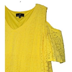 Ronnie Nicole Women 22W Cold Shoulder Dress Lace Overlay Cottage Boho Summer