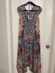 SAKKAS Women&rsquo;s Paisley V-Neck Sleeveless Hi-Low Maxi Dress Multicolor One Size
