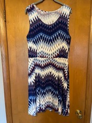 A.N.A. CASUAL SLEEVELESS RED/WHITE/BLUE ABSTRACT PRINT DRESS IN XL