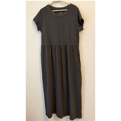 Universal Thread Womens Knit Midi Dress Charcoal Gray Short Sleeve Pockets M