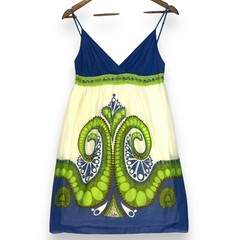 Sophie Max Vintage Y2K Dress Paisley Blue Babydoll Cotton Silk Lined Sundress M