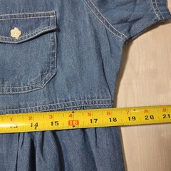 Erika & Co PL Denim Midi Dress Button Front Chest Pockets Tie Back 90s Momcore