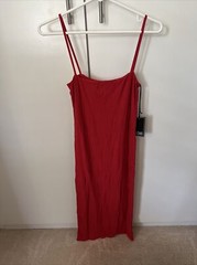 Michael Lauren Eric Spaghetti Tank Midi Dress Red Small
