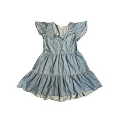 True Craft Sz M Light Blue Denim Tiered Flowy Lyocell Dress Boho Cottagecore EUC