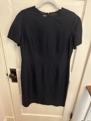 Talbots Vintage Women’s Navy Silk Linen Blend Sheath Dress Lined Size 12