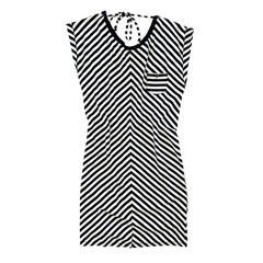 Ksubi Black White Striped Open Back Dress XS S Chevron Mini Cap Sleeve Alt Indie