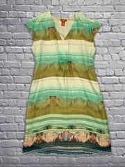 Sundance Dress Size 12 Green Stripe 100% Silk Overlay Fairy Boho Cottagecore