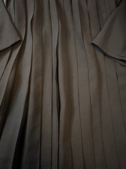 Leith S Solid Black V-Neck Pleated A-Line Short Dress Button Long Sleeve