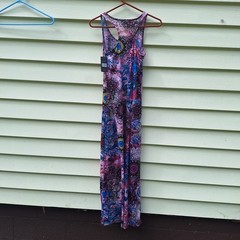 Womens Artsy Maxi Dress Size S Floral Gypsy Beach Coastal Festival Whimsical